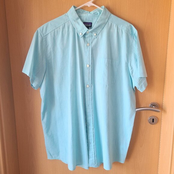 Patagonia Bluffside Cotton Light Blue Short Sleeve Casual Button Down Shirt XXL - Picture 1 of 7